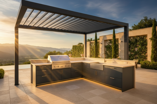 Cedar Luxe Jasper Compact 4-Piece Outdoor Kitchen – Pergola Cover